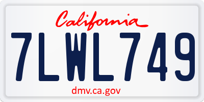 CA license plate 7LWL749