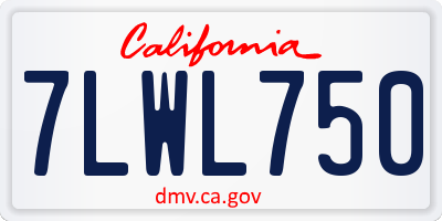 CA license plate 7LWL750