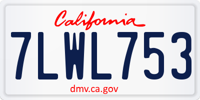 CA license plate 7LWL753
