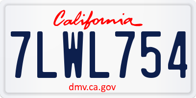 CA license plate 7LWL754