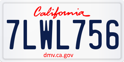 CA license plate 7LWL756