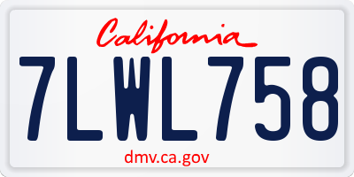 CA license plate 7LWL758