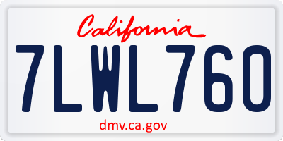 CA license plate 7LWL760
