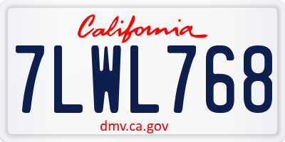 CA license plate 7LWL768