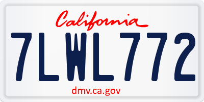 CA license plate 7LWL772