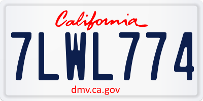 CA license plate 7LWL774