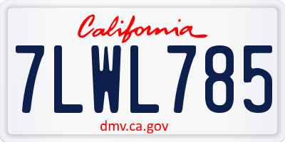 CA license plate 7LWL785