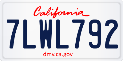 CA license plate 7LWL792