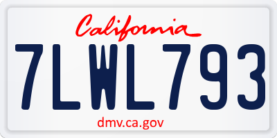 CA license plate 7LWL793