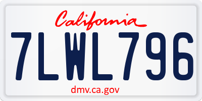 CA license plate 7LWL796