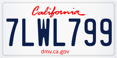 CA license plate 7LWL799