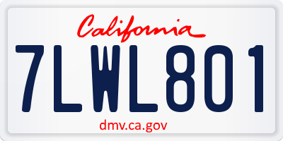 CA license plate 7LWL801
