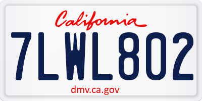 CA license plate 7LWL802