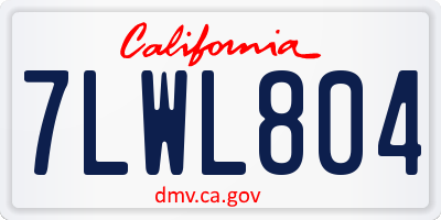 CA license plate 7LWL804
