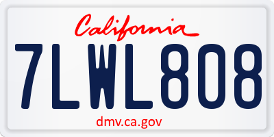 CA license plate 7LWL808