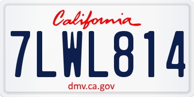CA license plate 7LWL814