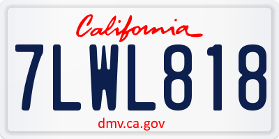 CA license plate 7LWL818