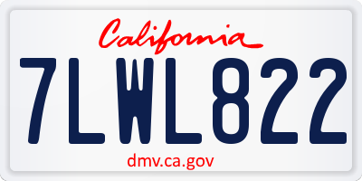 CA license plate 7LWL822