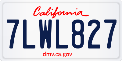 CA license plate 7LWL827