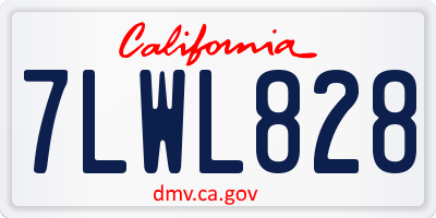 CA license plate 7LWL828