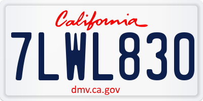 CA license plate 7LWL830