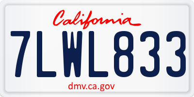 CA license plate 7LWL833