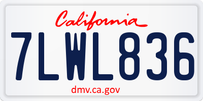 CA license plate 7LWL836