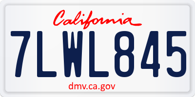 CA license plate 7LWL845