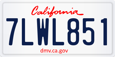 CA license plate 7LWL851