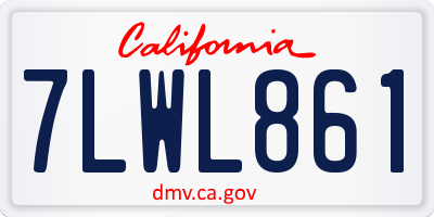 CA license plate 7LWL861