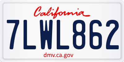 CA license plate 7LWL862