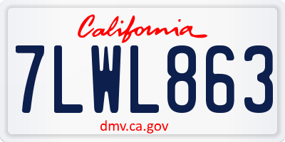 CA license plate 7LWL863