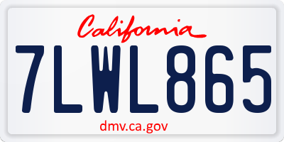 CA license plate 7LWL865