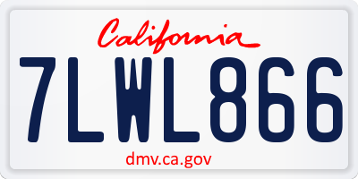 CA license plate 7LWL866