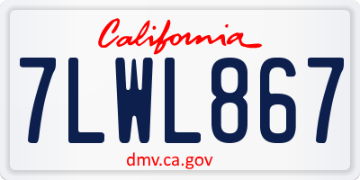CA license plate 7LWL867