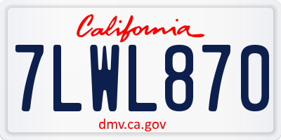 CA license plate 7LWL870