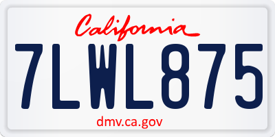 CA license plate 7LWL875