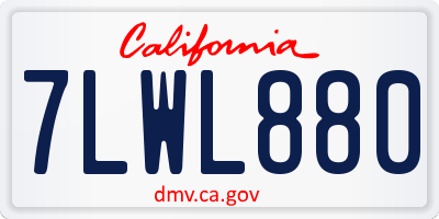 CA license plate 7LWL880