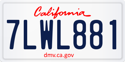 CA license plate 7LWL881