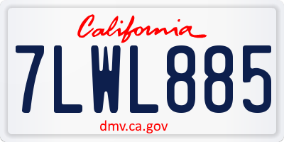 CA license plate 7LWL885