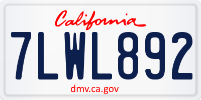 CA license plate 7LWL892