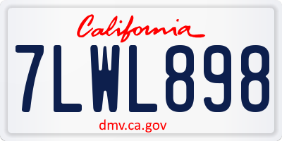 CA license plate 7LWL898
