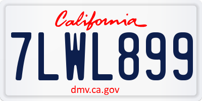 CA license plate 7LWL899