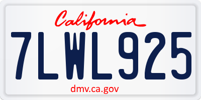 CA license plate 7LWL925