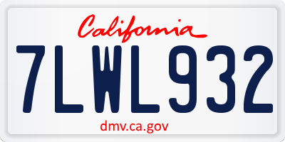 CA license plate 7LWL932