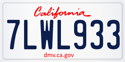 CA license plate 7LWL933