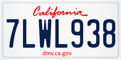 CA license plate 7LWL938