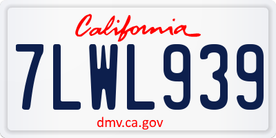 CA license plate 7LWL939