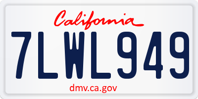 CA license plate 7LWL949