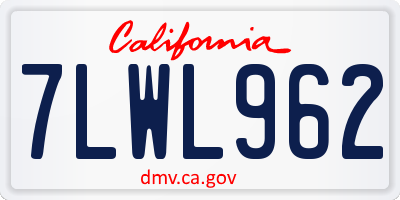 CA license plate 7LWL962